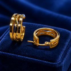 Pre Owned 9ct Half Hoop Earrings ZC278